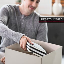Orsina Elegant Cream Faux Leather CD Storage Box, Versatile Faux Leather Box, Lightweight CD Storage Container - thumbnail 4