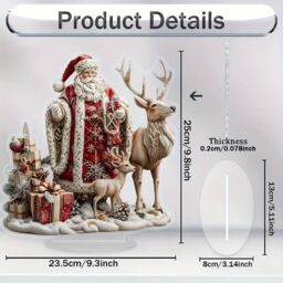 Holiday-Themed Acrylic Santa Claus and Reindeer Figurine Ornament For Christmas Decoration - thumbnail 4