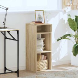 Berkfield Home Book Cabinet Sonoma Oak 34x31x80 cm Engineered Wood in Brown - Size: 34 x 31 x 80 cm - thumbnail 3
