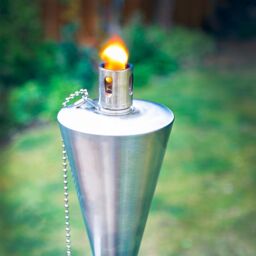 Harbour Housewares 2x Outdoor Flame Torches - Cone Metal Garden Fire Torch Lighting in Silver - thumbnail 7