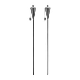 Harbour Housewares 2x Outdoor Flame Torches - Cone Metal Garden Fire Torch Lighting in Silver - thumbnail 1