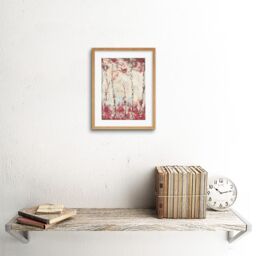 "Artery8 Wall Art Print Birch Trees Abstract Painting Art Framed 9x7 inch in Beige - Size: W7"" x H9""" - thumbnail 2