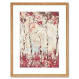 "Artery8 Wall Art Print Birch Trees Abstract Painting Art Framed 9x7 inch in Beige - Size: W7"" x H9""" - thumbnail 1