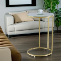Pirlo Plush Round C Shaped Side Table in Gold - thumbnail 4