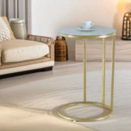 Pirlo Plush Round C Shaped Side Table in Gold
