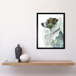 "Artery8 Wall Art Print Jack Russel Dog Modern Watercolour Portrait Art Framed in Black - Size: W12"" x H16""" - thumbnail 2