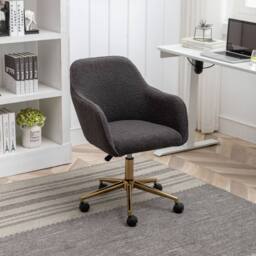 Direct Wicker Teddy Fabric Material Adjustable Height Swivel Home Office Chair in Dark Grey - Size: 1 Pack