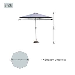 MIMO Garden Classic Parasol Sun Umbrella Sun Shade Canopy with Hand Crank in Grey - Size: 1 Pack - thumbnail 2