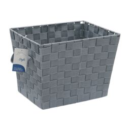 JVL Vichy Rectangular Nylon Storage Basket With Handles in Grey