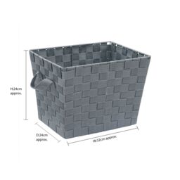 JVL Vichy Rectangular Nylon Storage Basket With Handles in Grey - thumbnail 6