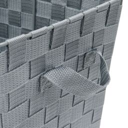 JVL Vichy Rectangular Nylon Storage Basket With Handles in Grey - thumbnail 4