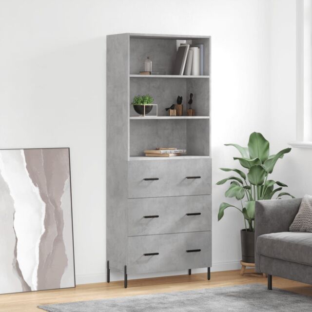 Berkfield Home Highboard Concrete Grey 69.5x34x180 cm Engineered Wood - image 1