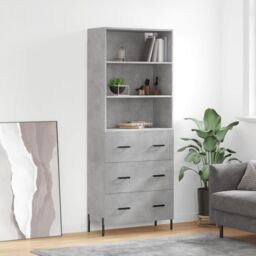 Berkfield Home Highboard Concrete Grey 69.5x34x180 cm Engineered Wood - thumbnail 1