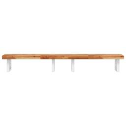 Berkfield Home Basin Shelf Wall Mounted Steel & Solid Wood Acacia in Brown - thumbnail 4