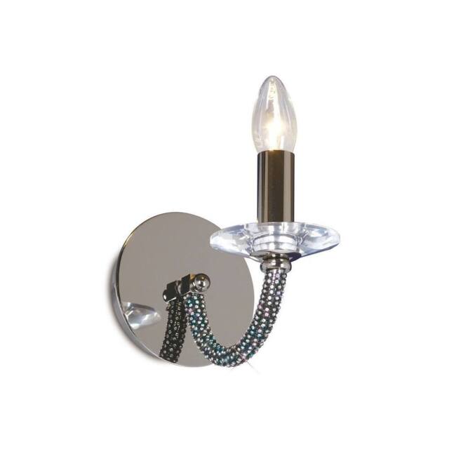 Netlighting Elena Wall Lamp Switched 1 Candle Light Black Chrome Crystal - image 1