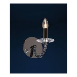 Netlighting Elena Wall Lamp Switched 1 Candle Light Black Chrome Crystal - thumbnail 2
