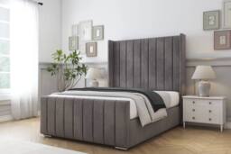 "Sloomy Radcliffe Naples Bed Frame With 50"" Upholstered Headboard in Grey - Size: Single" - thumbnail 2