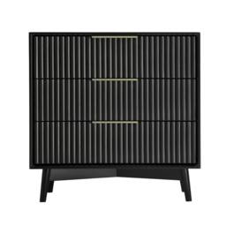 Home Garden Direct Monza 3 Drawer Chest with Fluted Front Black - thumbnail 6