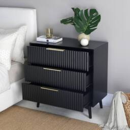 Home Garden Direct Monza 3 Drawer Chest with Fluted Front Black - thumbnail 3