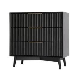 Home Garden Direct Monza 3 Drawer Chest with Fluted Front Black - thumbnail 7