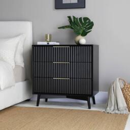 Home Garden Direct Monza 3 Drawer Chest with Fluted Front Black