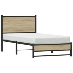 Berkfield Home Metal Bed Frame without Mattress Sonoma Oak 90x200 cm in Brown - thumbnail 4