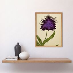 "Artery8 Wall Art Print Stylized Modern Purple Scottish Thistle Flower Art Framed in Light Oak - Size: W12"" x H16""" - thumbnail 2