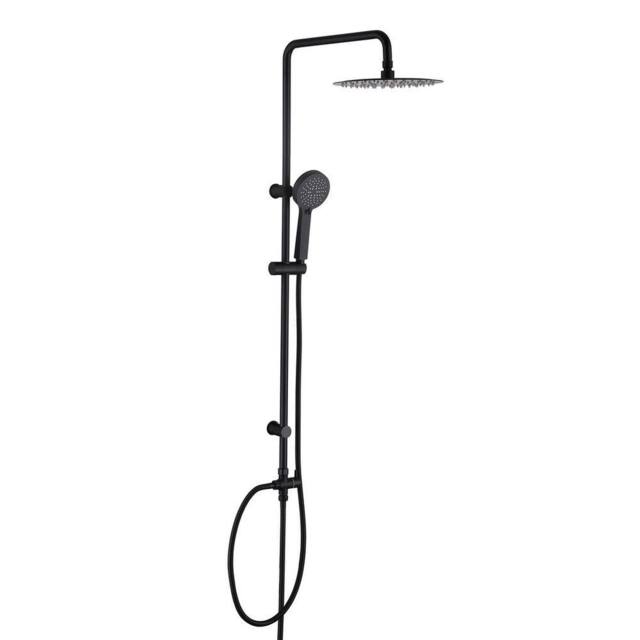 VOGREX Matte Black Round Exposed Shower Mixer Kit Riser Rail & Handset - image 1