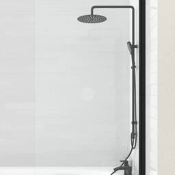 VOGREX Matte Black Round Exposed Shower Mixer Kit Riser Rail & Handset - thumbnail 3