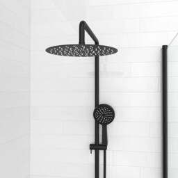 VOGREX Matte Black Round Exposed Shower Mixer Kit Riser Rail & Handset - thumbnail 5