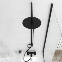 VOGREX Matte Black Round Exposed Shower Mixer Kit Riser Rail & Handset - thumbnail 4