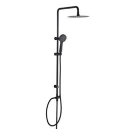 VOGREX Matte Black Round Exposed Shower Mixer Kit Riser Rail & Handset