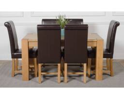 Thats Furniture Kuba 150 x 85 cm Medium Oak Dining Table & 6 Washington Leather Chairs in Brown - thumbnail 2