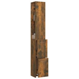 Berkfield Home Bathroom Cabinet Smoked Oak 25x26.5x170 cm Engineered Wood in Brown - thumbnail 4