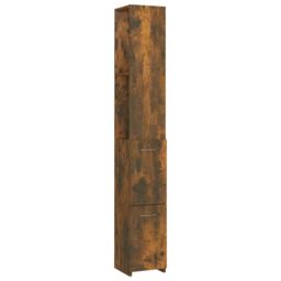 Berkfield Home Bathroom Cabinet Smoked Oak 25x26.5x170 cm Engineered Wood in Brown - thumbnail 2