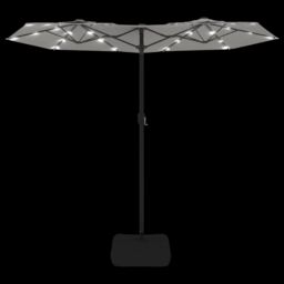 Berkfield Home Double-Head Parasol with LEDs Sand White 316x240 cm - thumbnail 6