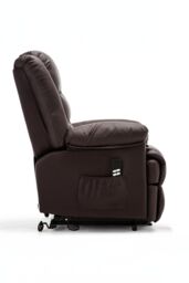 More4Homes Loxley Dual Motor Electric Rise Recliner Bonded Leather Lift Chair in Brown - thumbnail 3