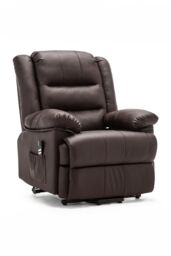More4Homes Loxley Dual Motor Electric Rise Recliner Bonded Leather Lift Chair in Brown - thumbnail 2