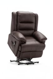 More4Homes Loxley Dual Motor Electric Rise Recliner Bonded Leather Lift Chair in Brown - thumbnail 5