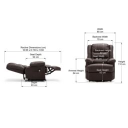More4Homes Loxley Dual Motor Electric Rise Recliner Bonded Leather Lift Chair in Brown - thumbnail 7