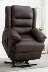More4Homes Loxley Dual Motor Electric Rise Recliner Bonded Leather Lift Chair in Brown
