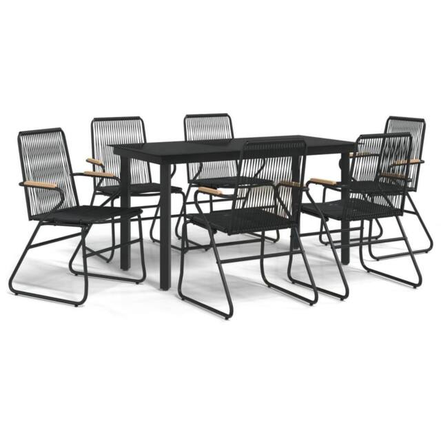 Berkfield Home 7 Piece Garden Dining Set Black PVC Rattan - image 1