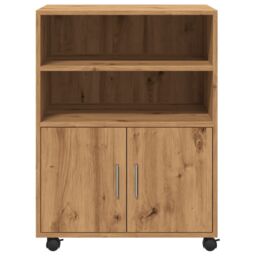 Berkfield Home Rolling Cabinet Artisian Oak 60x48x81 cm Engineered Wood in Brown - Size: 60 x 48 x 81 cm - thumbnail 4
