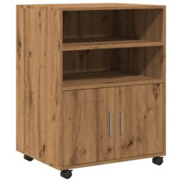 Berkfield Home Rolling Cabinet Artisian Oak 60x48x81 cm Engineered Wood in Brown - Size: 60 x 48 x 81 cm - thumbnail 2
