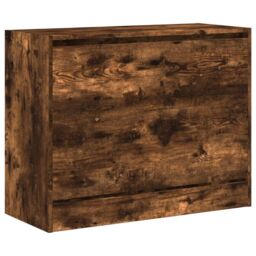 Berkfield Home Shoe Cabinet Smoked Oak 80x34x63 cm Engineered Wood in Brown - Size: 80 x 34 x 63 cm - thumbnail 4