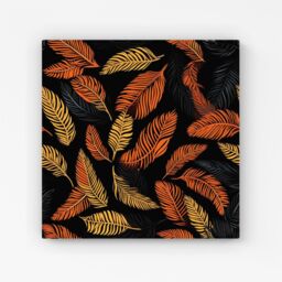 Warren Reed - Designer Orange Feather Leaves Canvas - Size: w10 inch x h10 inch - thumbnail 1