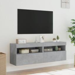 Berkfield Home TV Wall Cabinets with LED Lights 2 pcs Concrete Grey 60x30x40 cm - Size: 60 x 30 x 40 cm - thumbnail 5