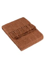 HOEM Morni Woven Yarn Tasselled Throw in Light Brown - Size: 130 cm x 180 cm - thumbnail 2