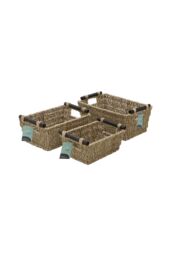 JVL Seagrass Set of 3 Tapered Storage Baskets with Wooden Handles in Natural - thumbnail 6