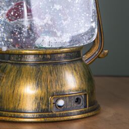 Samuel Alexander 24cm Dual Powered Light up Antique Lantern Christmas Water Spinner with Santa Scene in Gold - thumbnail 6